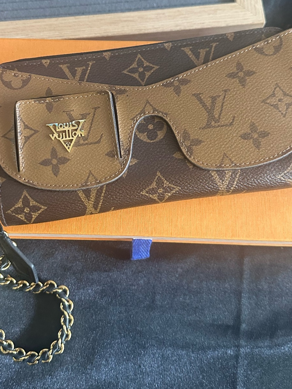 Louis Vuitton Monogram Brown & Tan Chain Wristlet Clutch - Picture 3 of 16